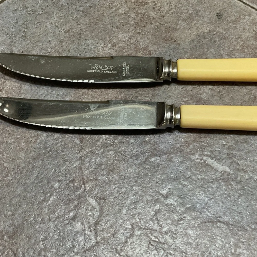 Vintage Cream and Yellow Cutlery Set